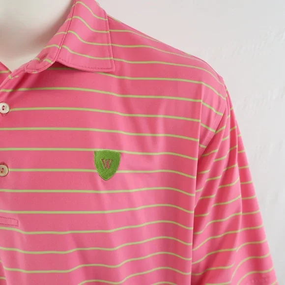 Peter Millar Summer Comfort Golf Polo Shirt Mens XL Pink Green - Picture 3 of 8